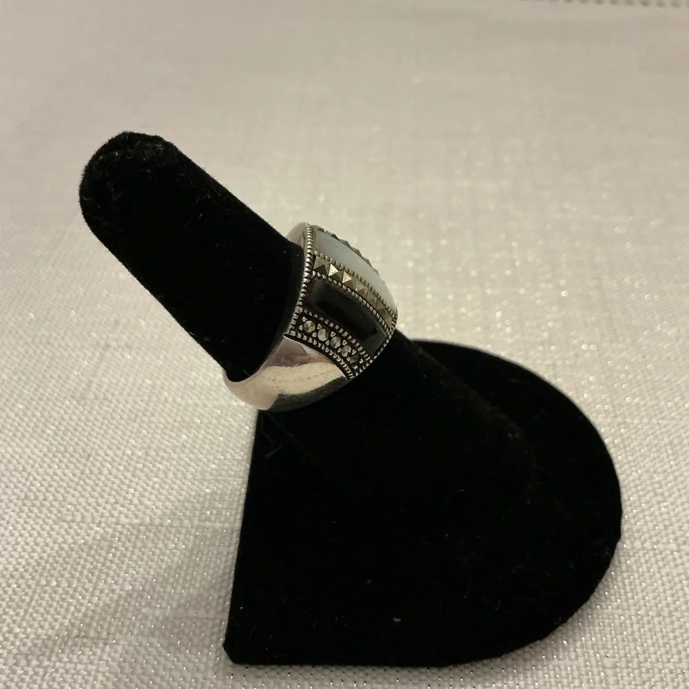 Black Onyx and Marcasite Ring